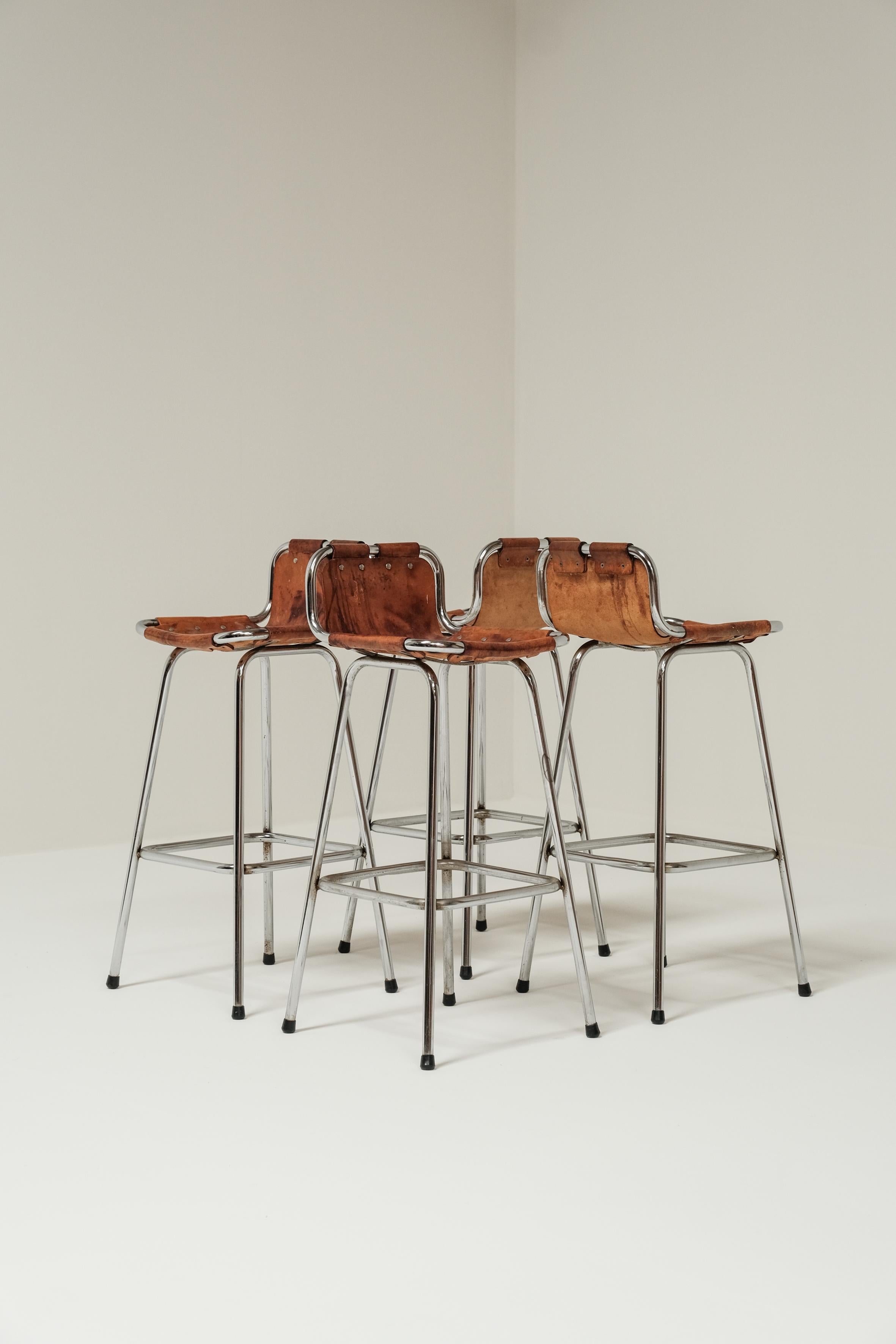 Set of 4 les Arcs bar stools , Charlotte Perriand 1960, France 6