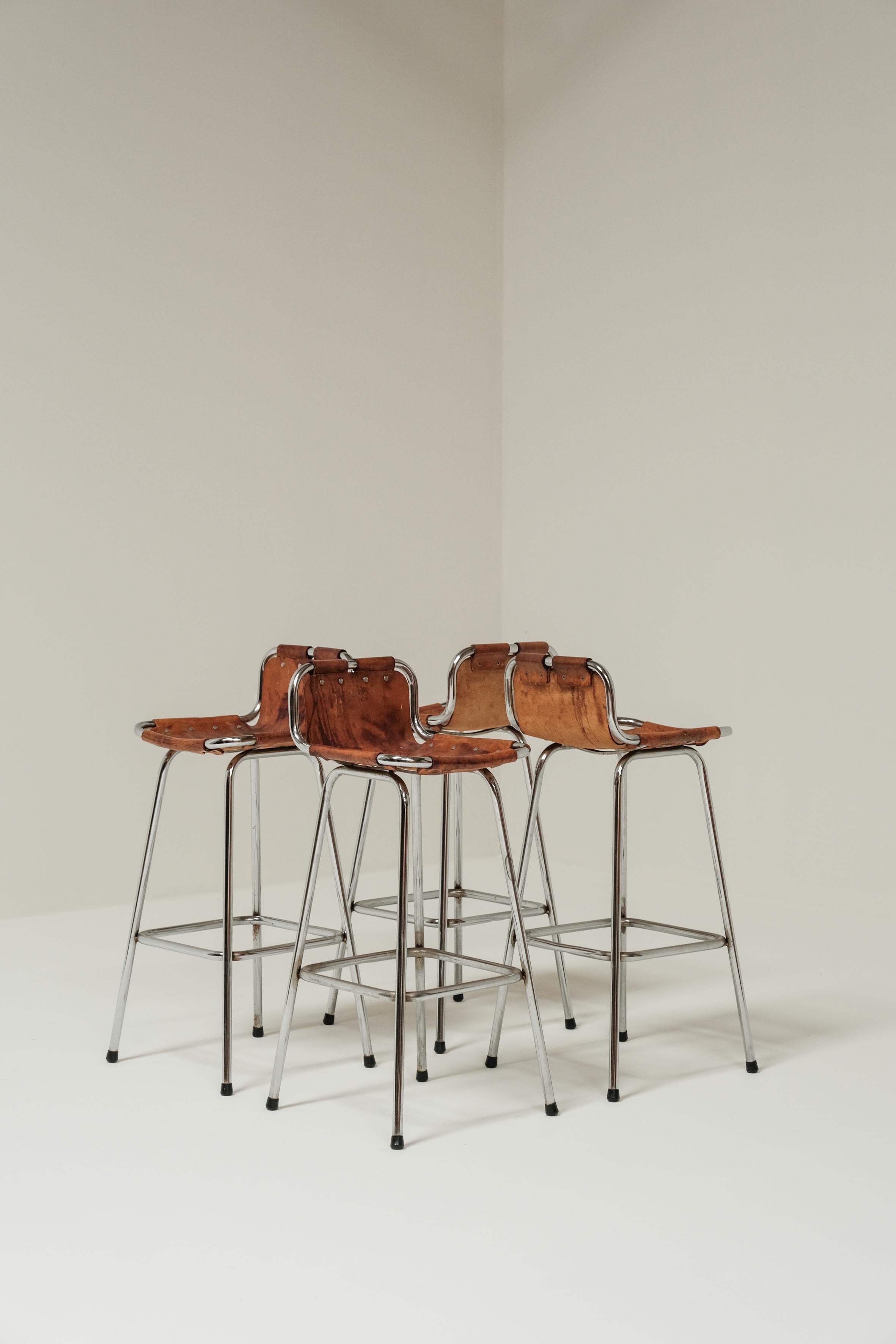 Set of 4 les Arcs bar stools , Charlotte Perriand 1960, France 7