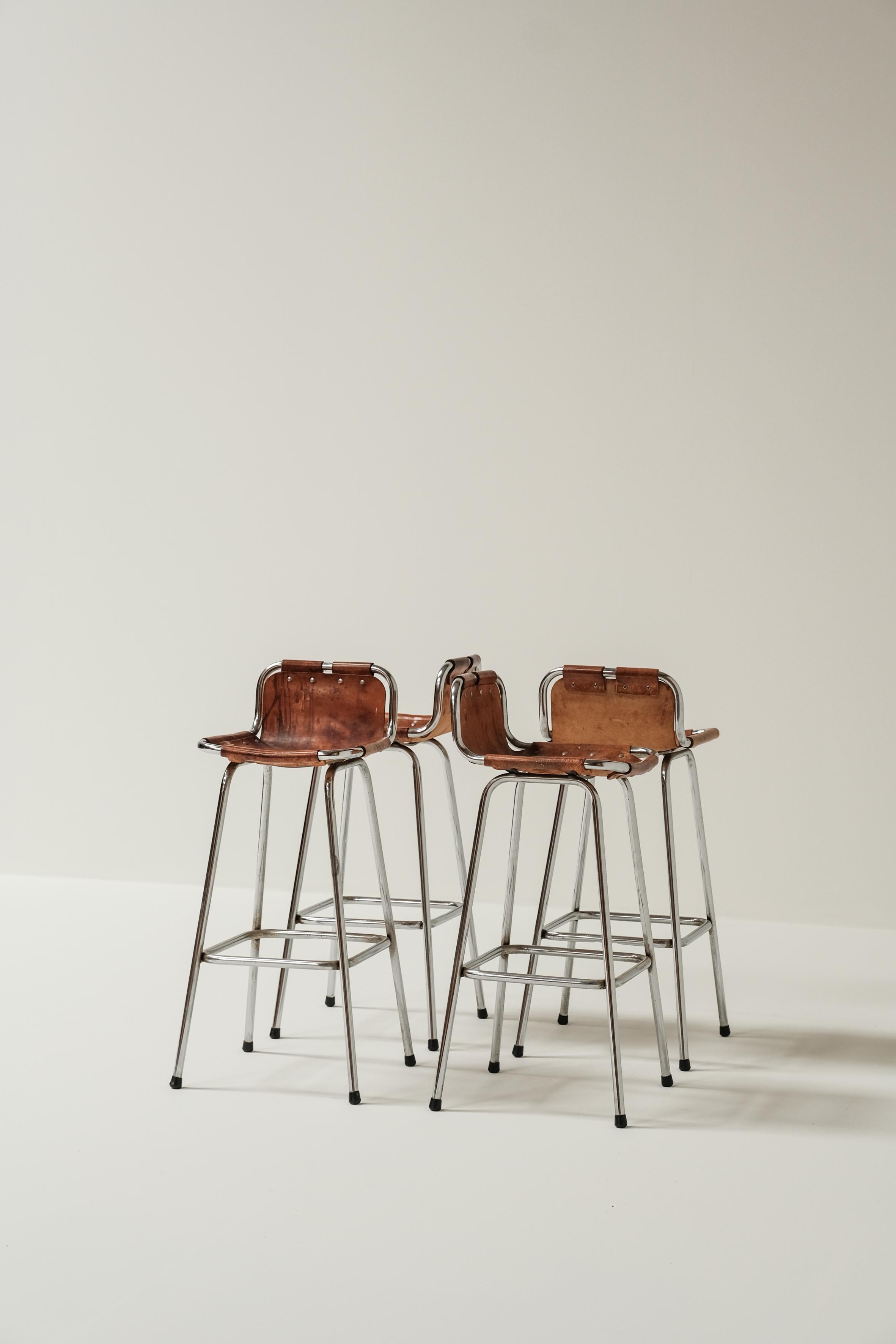 Set of 4 les Arcs bar stools , Charlotte Perriand 1960, France 8