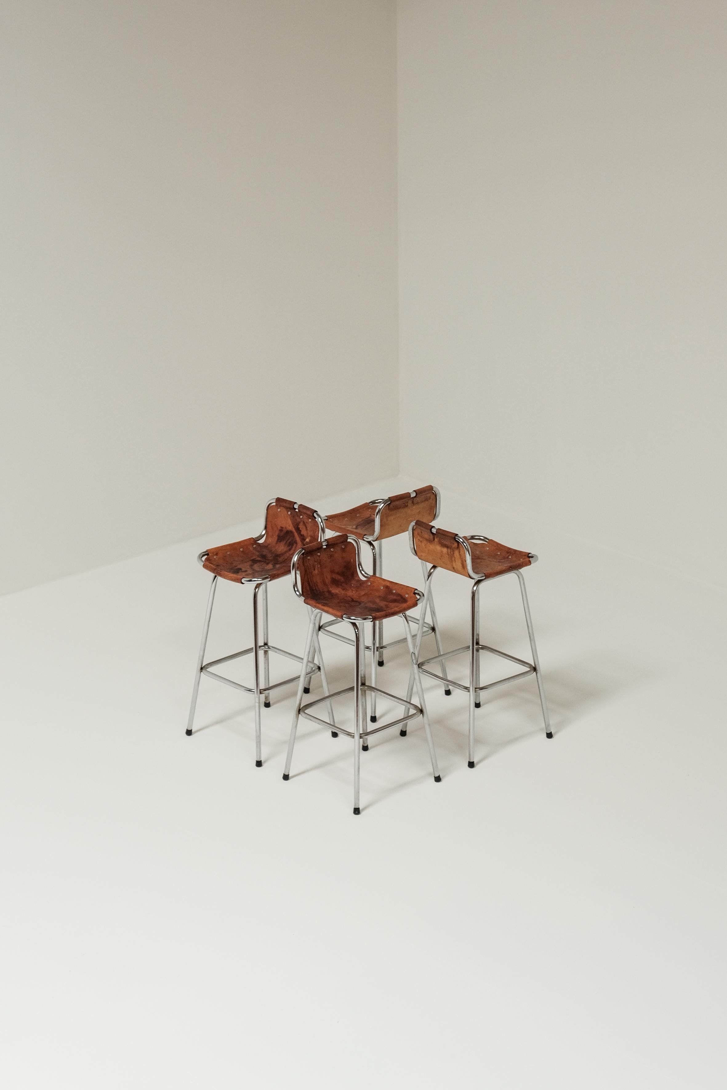 Set of 4 les Arcs bar stools , Charlotte Perriand 1960, France 9