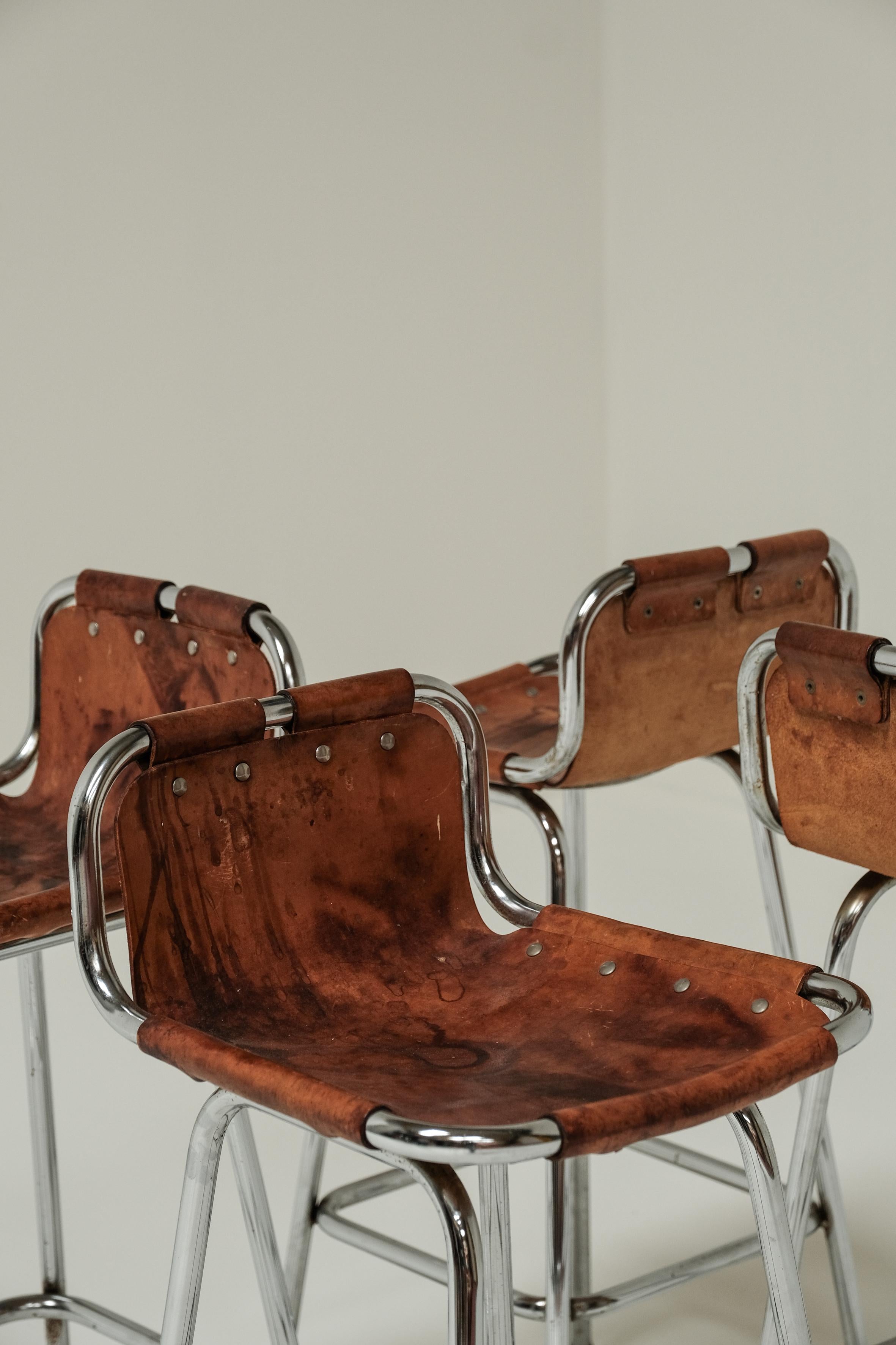 Set of 4 les Arcs bar stools , Charlotte Perriand 1960, France 10