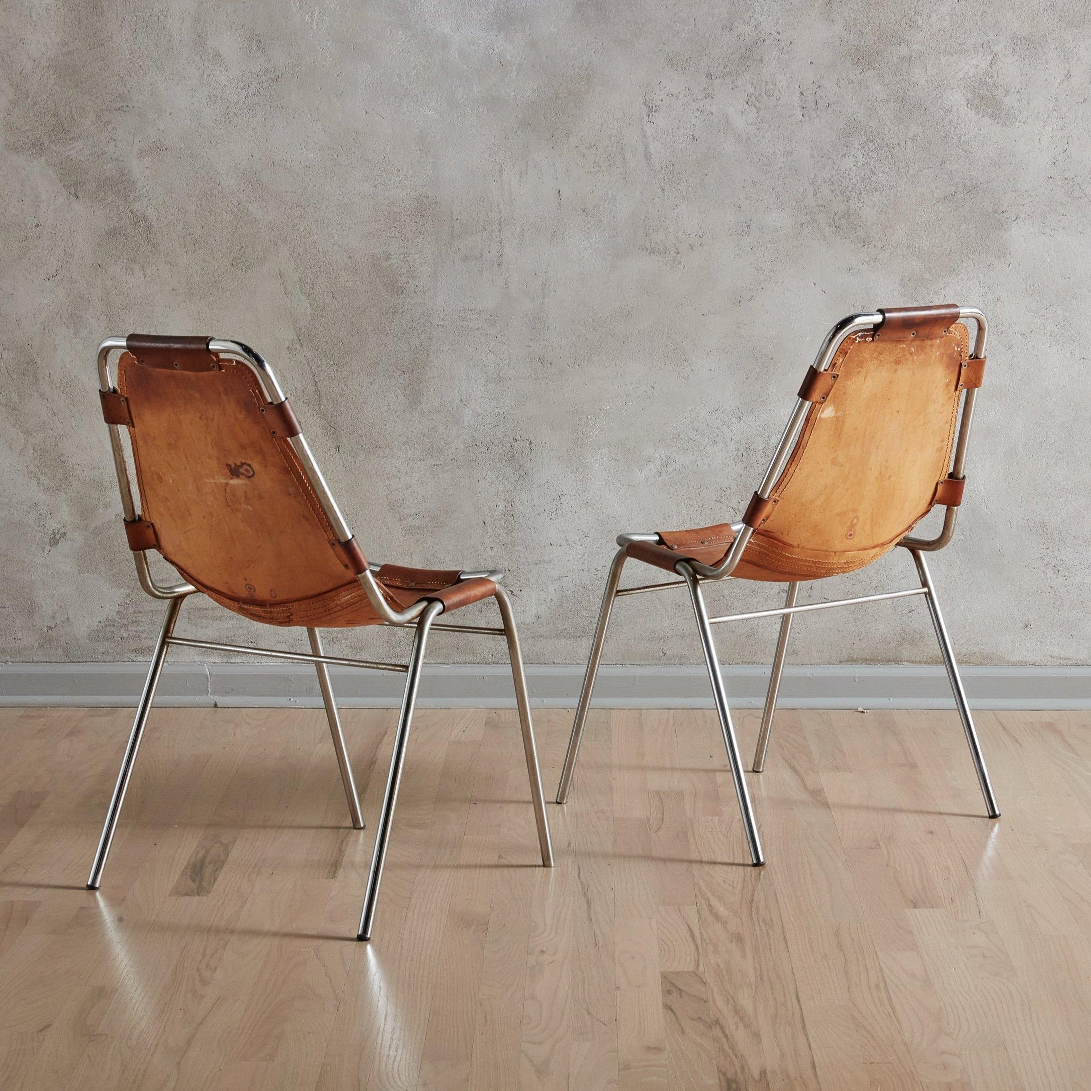 French Set of 4 Les Arcs Chairs Attributed to Charlotte Perriand, France 1970s For Sale