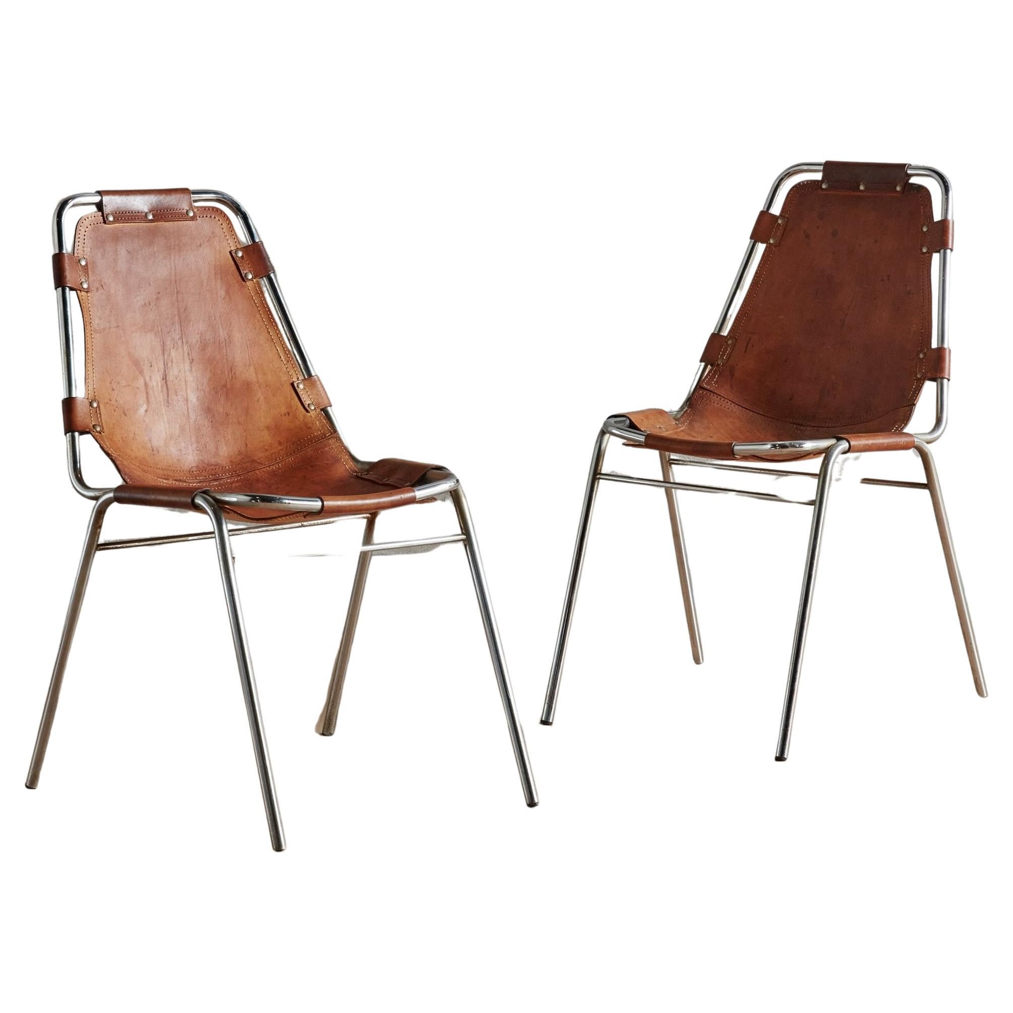 Set of 4 Les Arcs Chairs Attributed to Charlotte Perriand, France 1970s For Sale