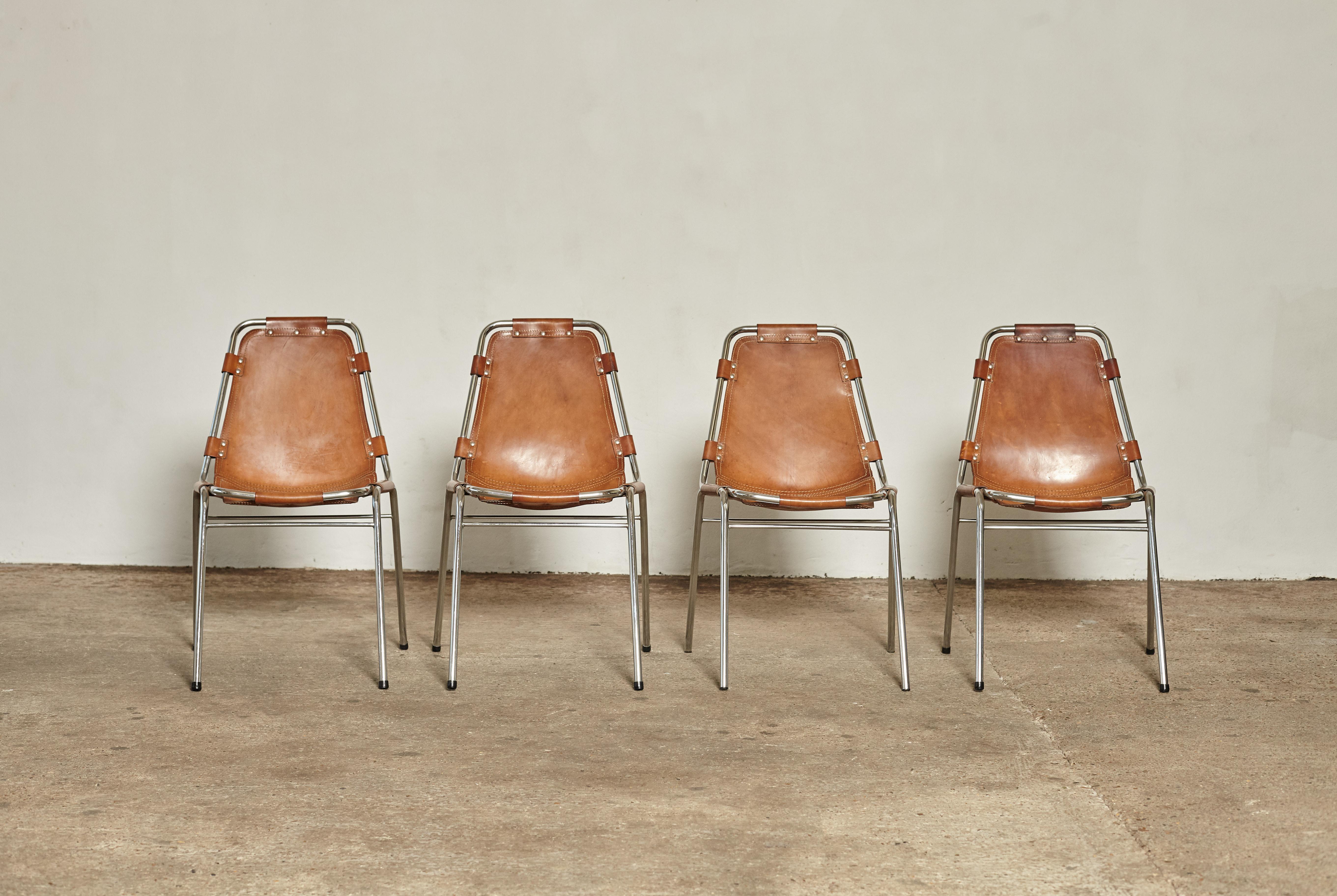 Mid-Century Modern Set of 4 'Les Arcs' Chairs Selected by Charlotte Perriand, 1970s