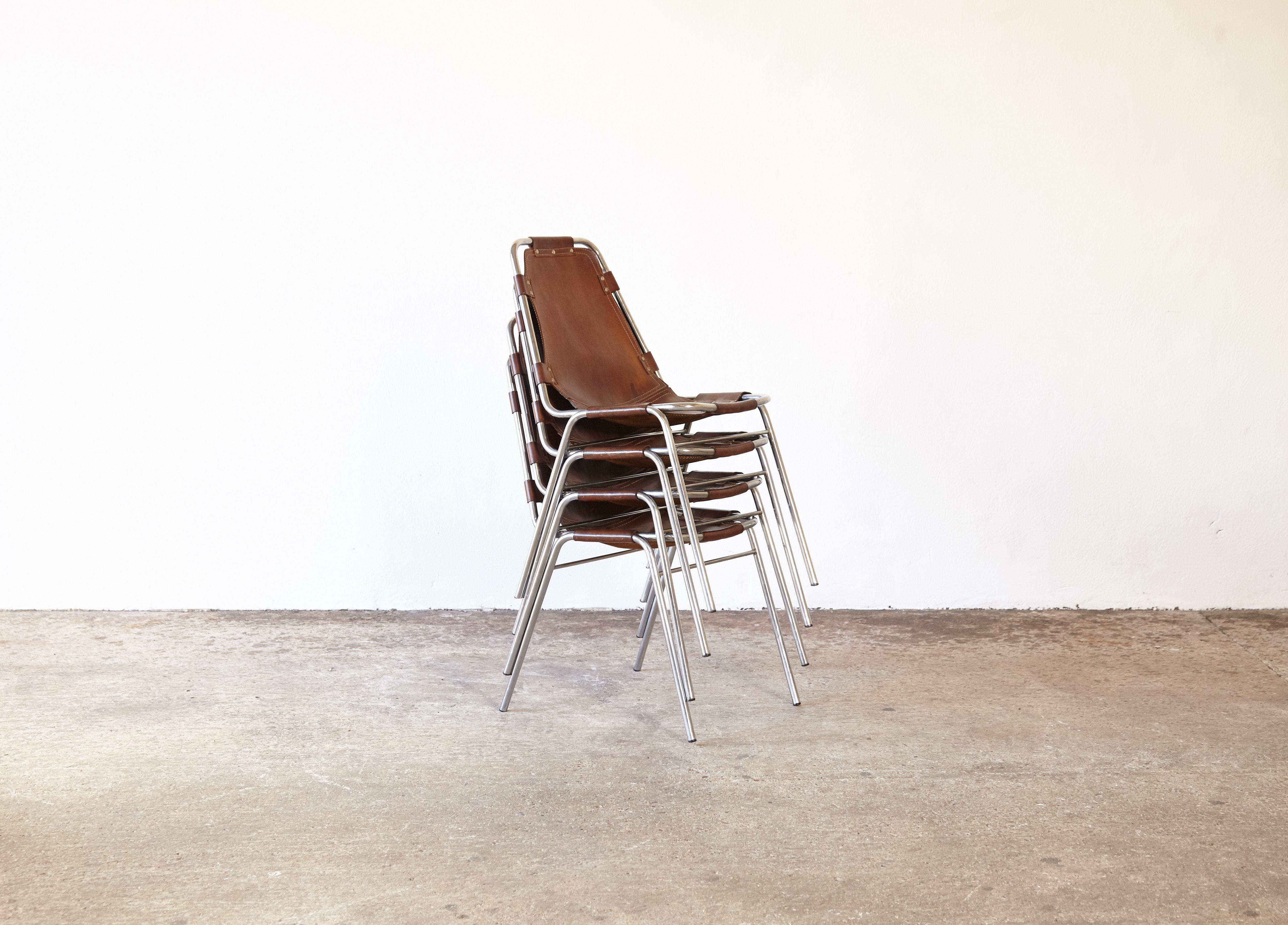 Mid-Century Modern Set of 4 'Les Arcs' Chairs Selected by Charlotte Perriand, 1970s