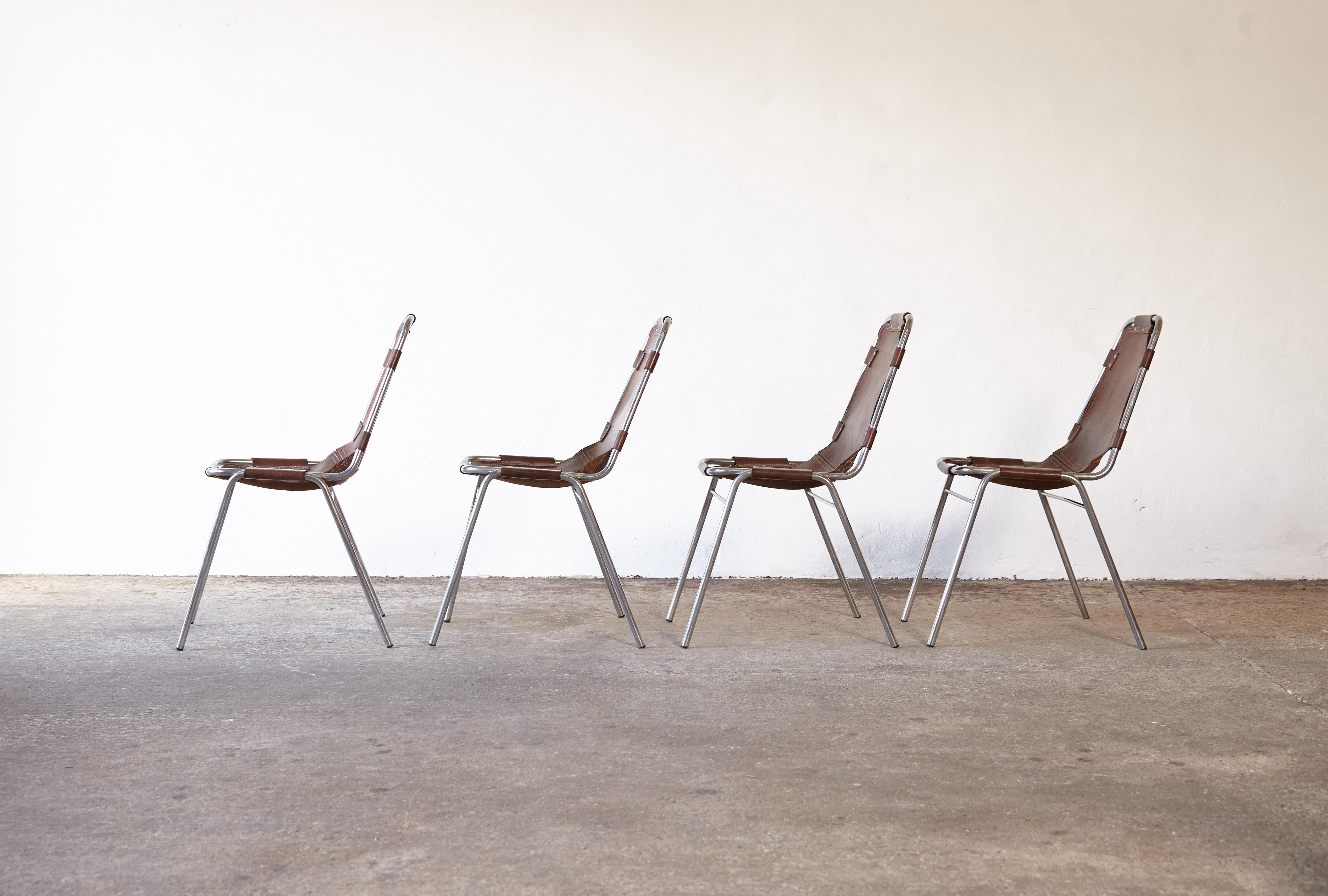 20th Century Set of 4 'Les Arcs' Chairs Selected by Charlotte Perriand, 1970s