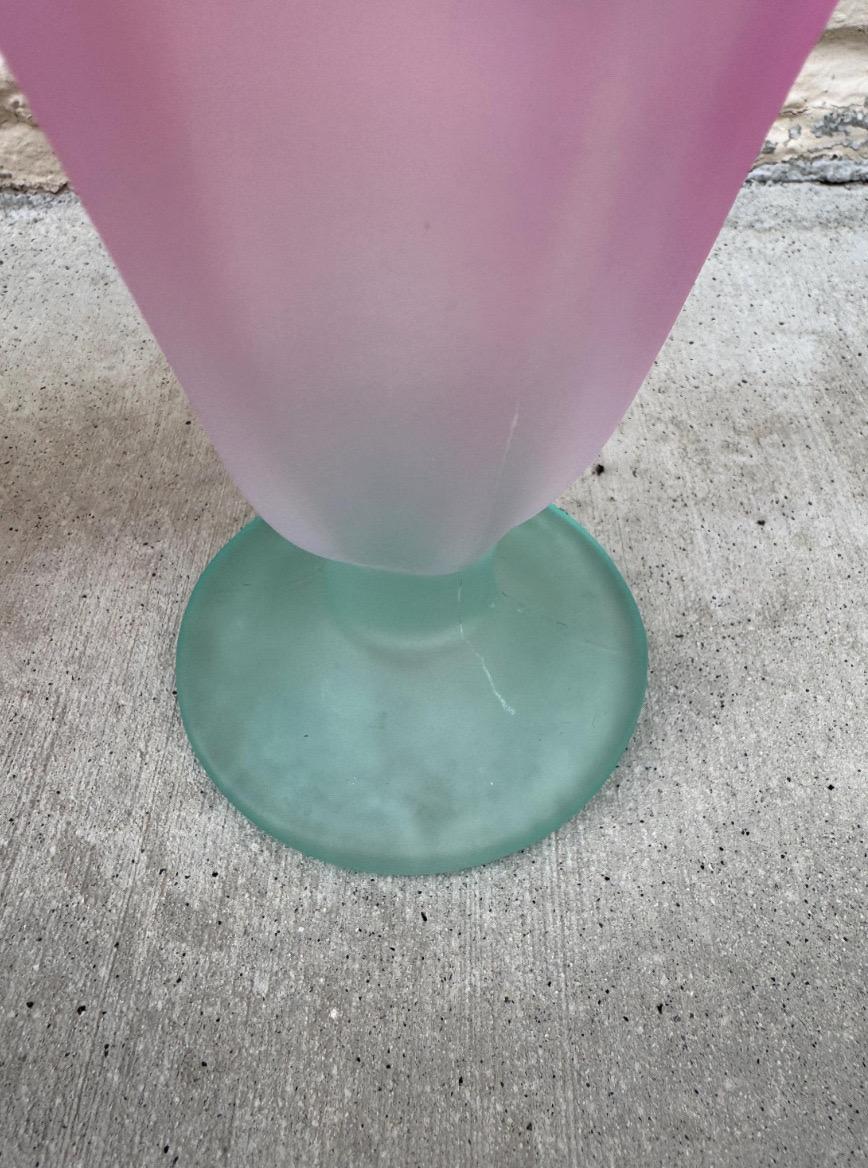 Set of 4 Libbey Ka-Ding Frosted Glass Dessert Cups, Mid-Century Pastel Colors For Sale 2