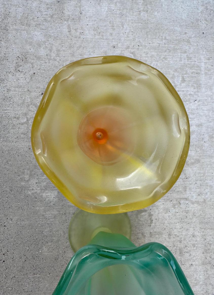 Set of 4 Libbey Ka-Ding Frosted Glass Dessert Cups, Mid-Century Pastel Colors For Sale 3