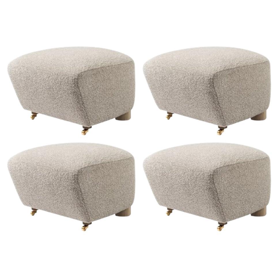 Set of 4 Light Beige Natural Oak Sahco Zero the Tired Man Footstool by Lassen For Sale