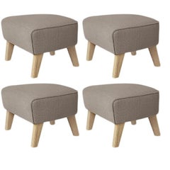 Set di 4 sedie poggiapiedi in rovere naturale e beige chiaro Vidar My Own Chair di By Lassen