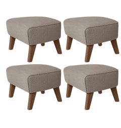 Set di 4 sedie in rovere fumé beige chiaro Raf Simons Vidar 3 My Own Chair Footstool Lassen