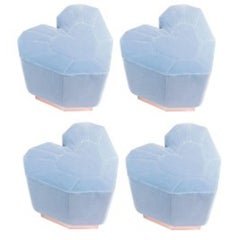 Set di 4 sgabelli Queen Heart blu chiaro di Royal Stranger