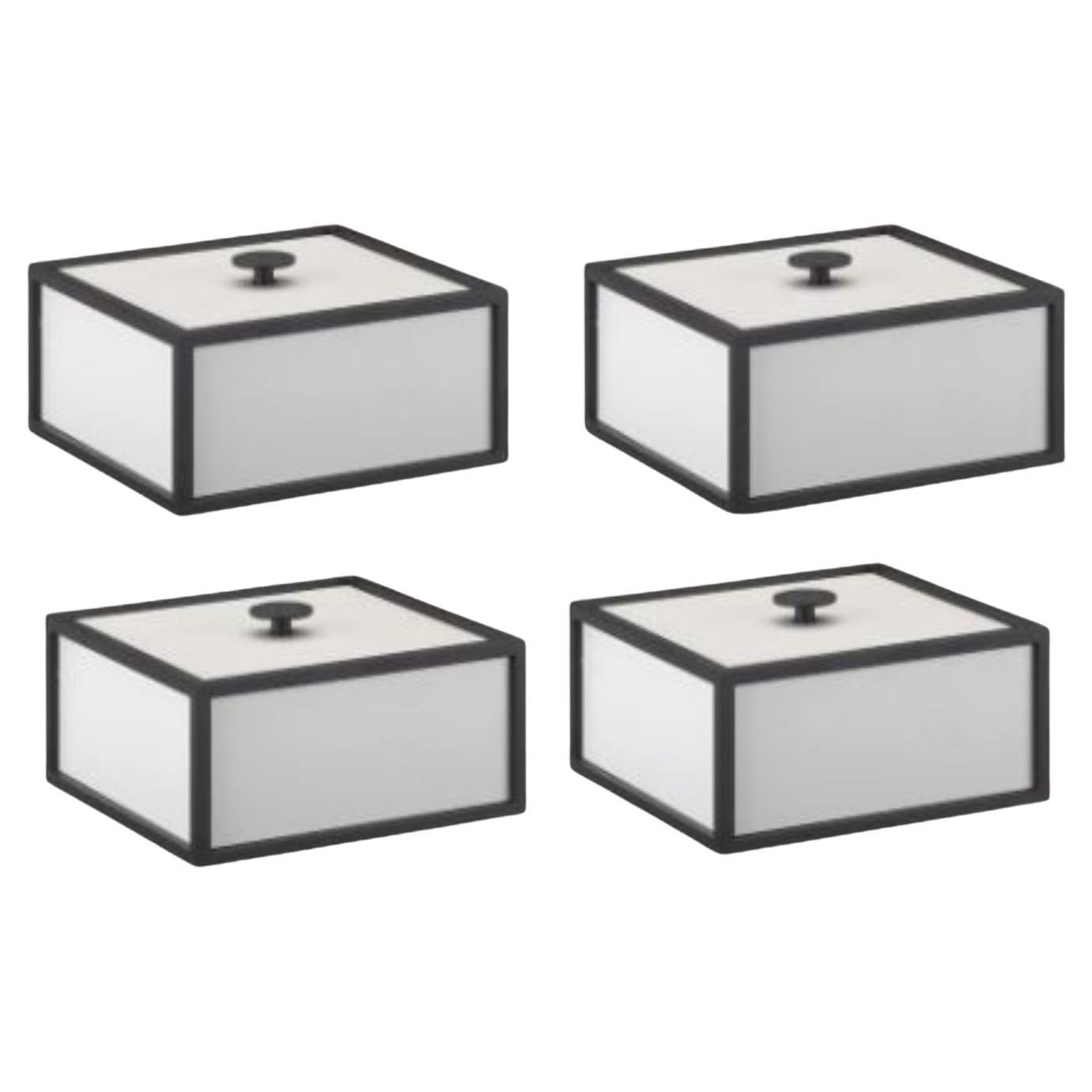 Set of 4 Light Grey Frame 14 Box by Lassen For Sale