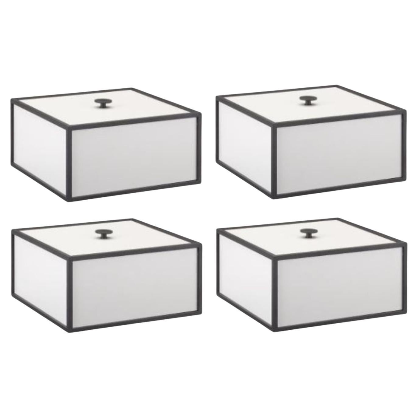 Set of 4 Light Grey Frame 20 Box by Lassen For Sale