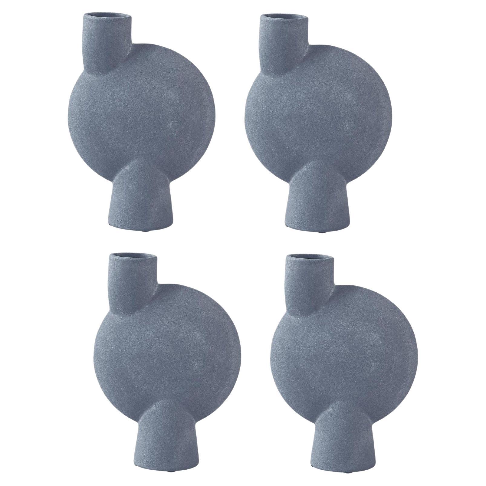 Set of 4 Light Grey Medio Sphere Vase Bubl by 101 Copenhagen For Sale