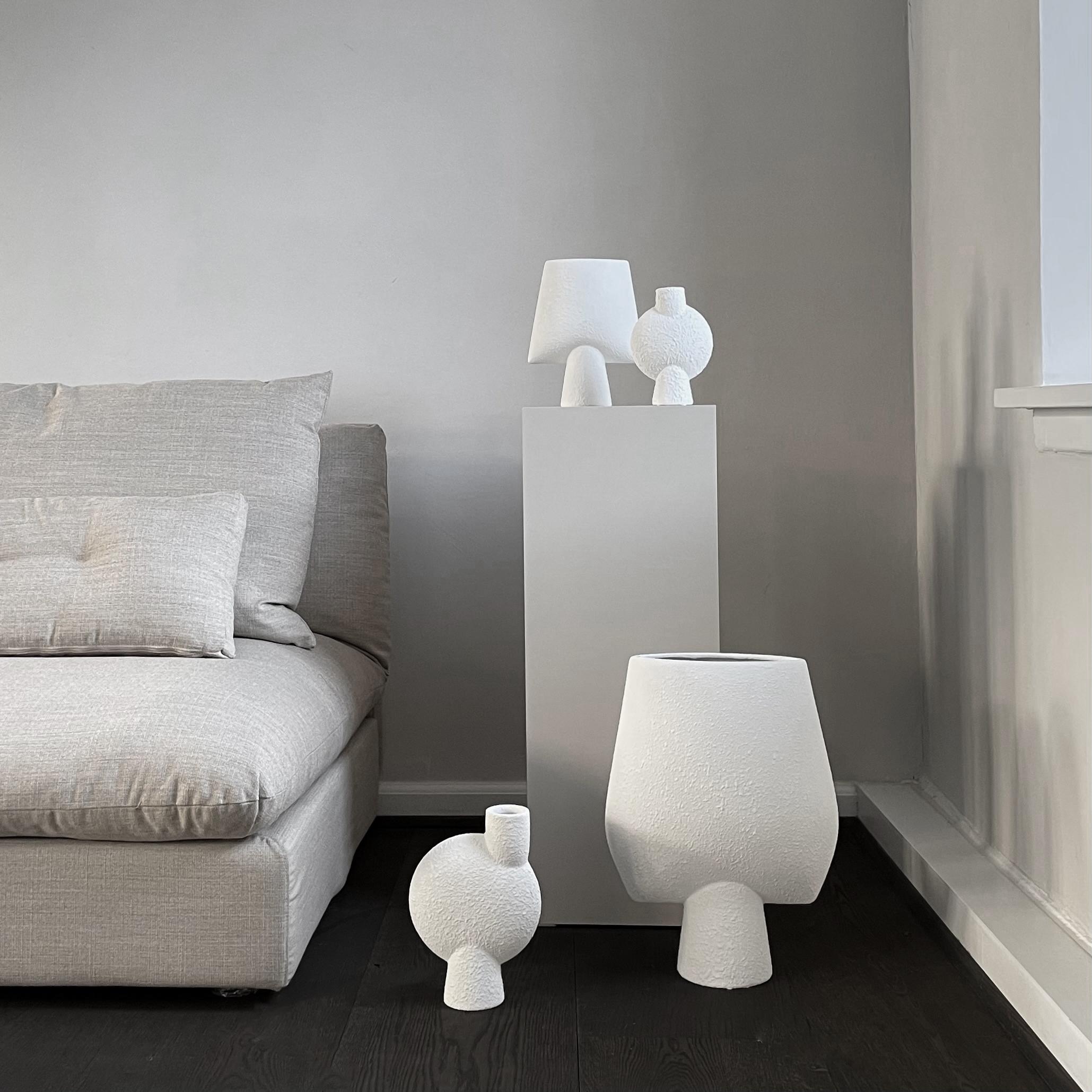 Contemporary Set of 4 Light Grey Mini Sphere Vase Bubl by 101 Copenhagen For Sale