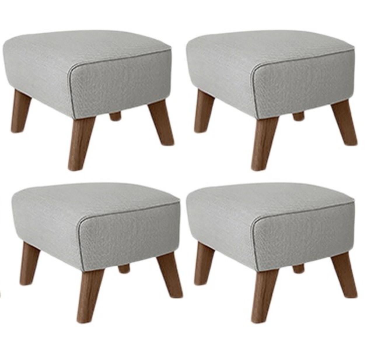 Set of 4 light grey, smoked Oak Raf Simons Vidar 3 My Own chair footstool by Lassen
Dimensions: W 56 x D 58 x H 40 cm 
Materials: Textile
Also Available: Other colors available.

The My Own Chair footstool has been designed in the same spirit