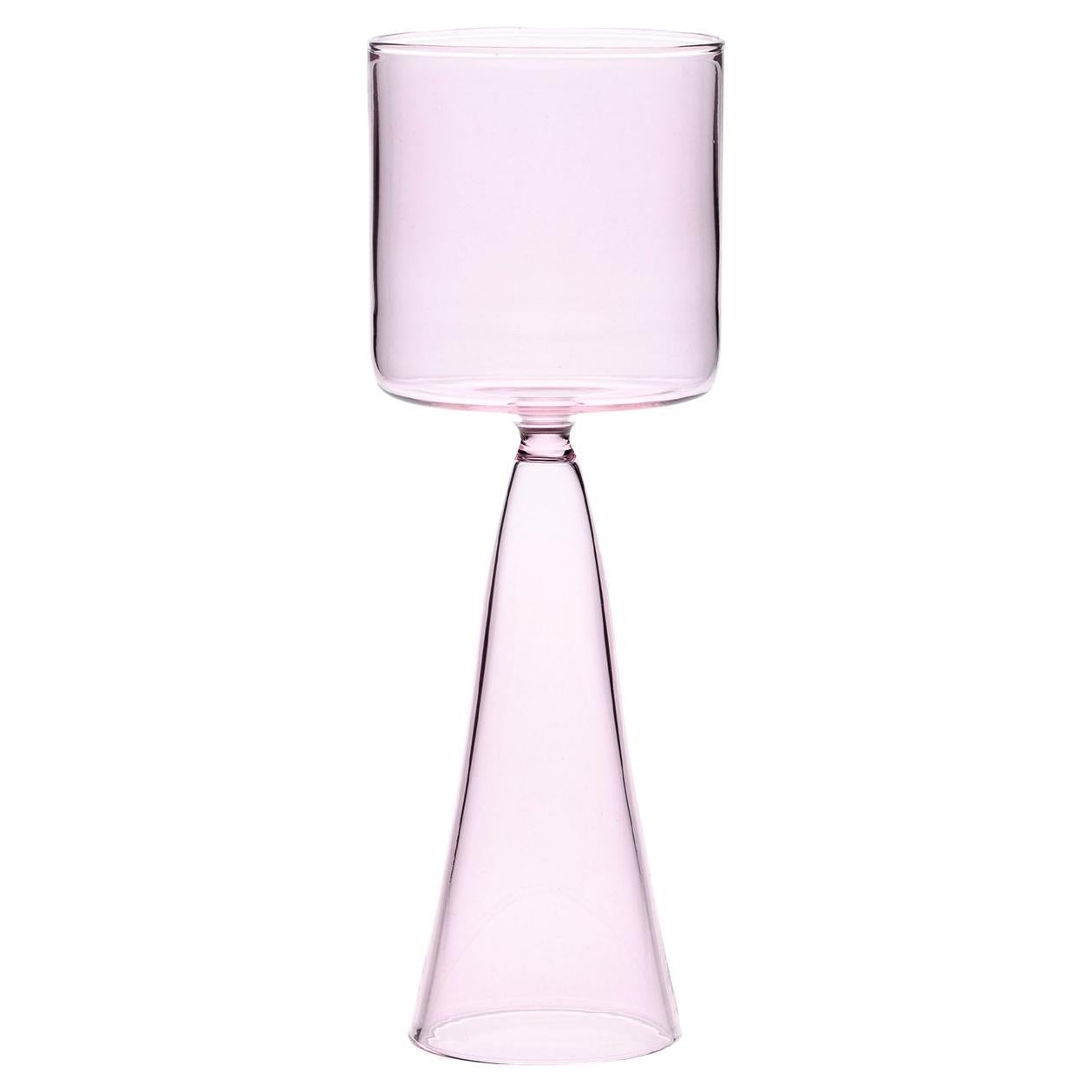 Set Of 4 Light Pink Dolce Vita Wine Glasses For Sale