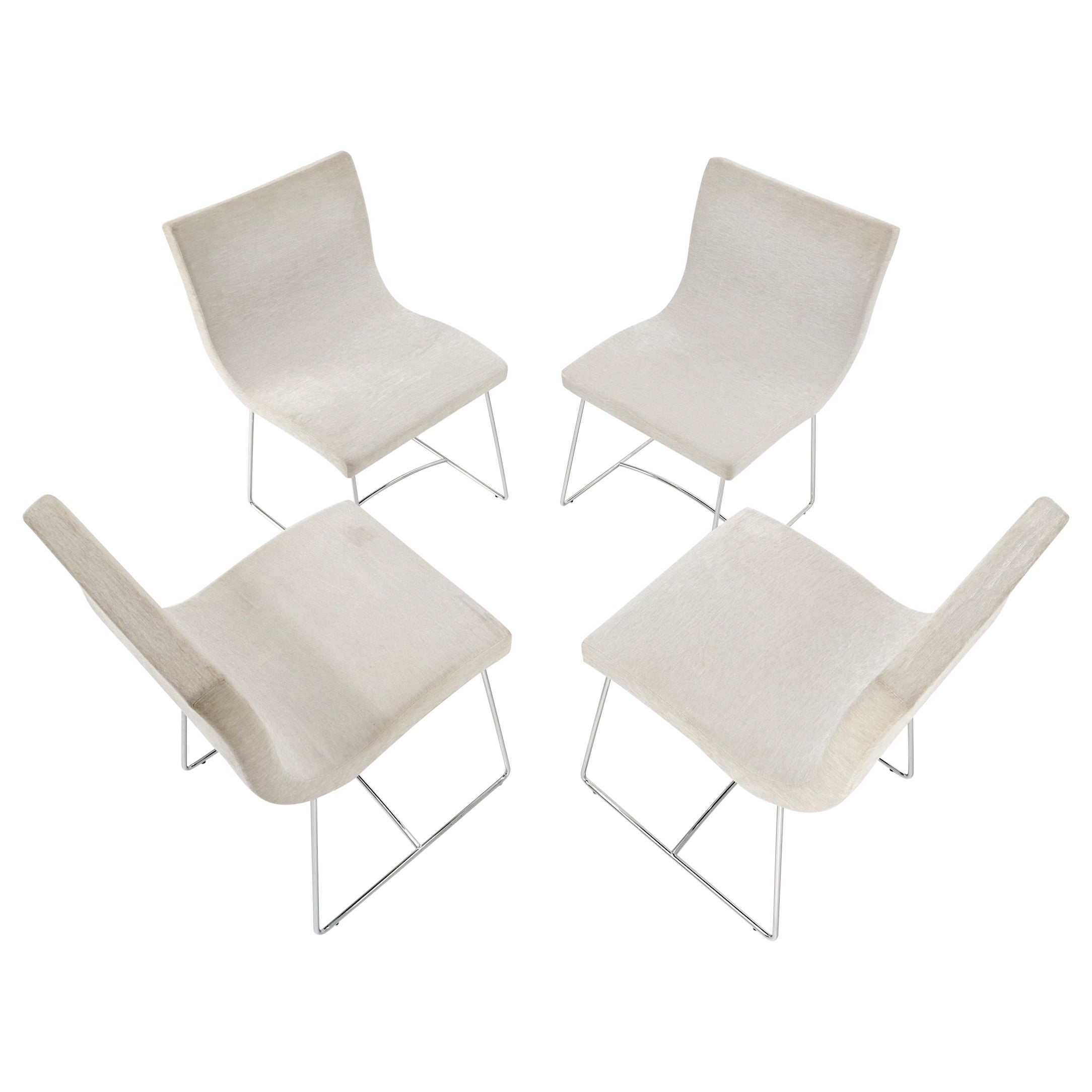 Set of 4 Ligne Roset Upholstered Dining Chairs Mid-Century Modern Designer