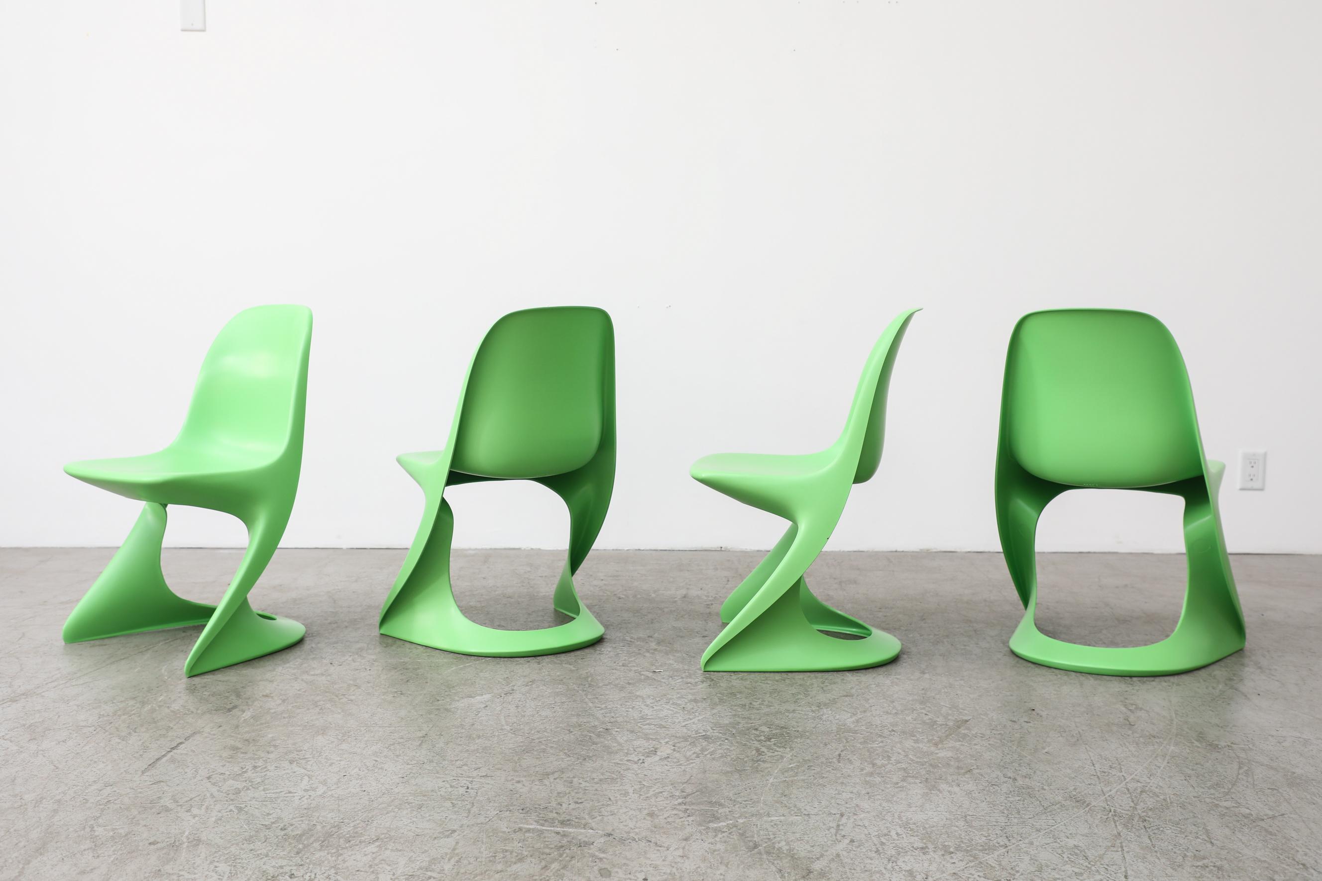 Mid-Century Modern Set of 4 Lime Green Casalino Chairs by Alexander Begge