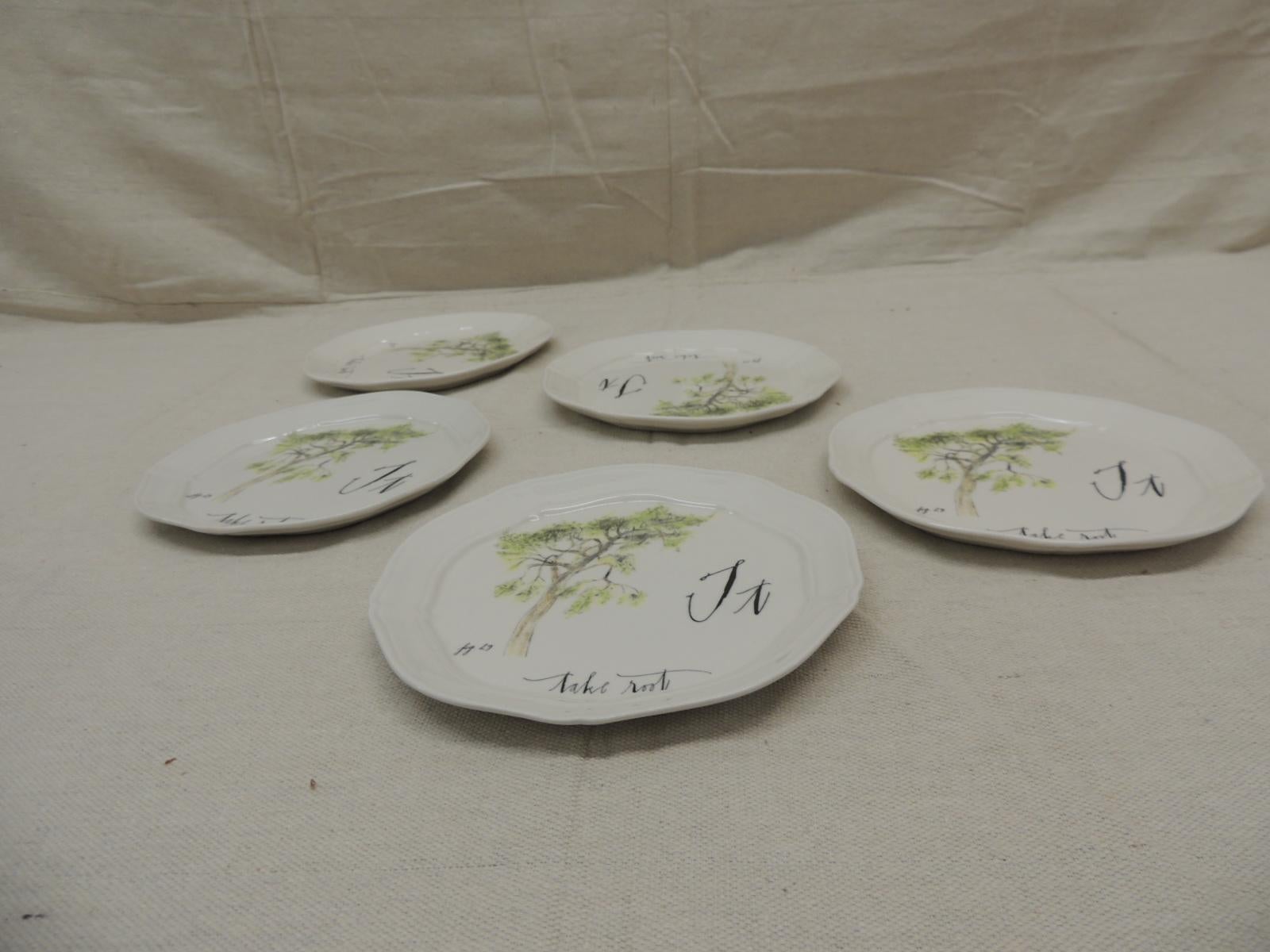 Modern Set of '4' Linea Carta by Diva Pyari Plates “T” Dessert Plates
