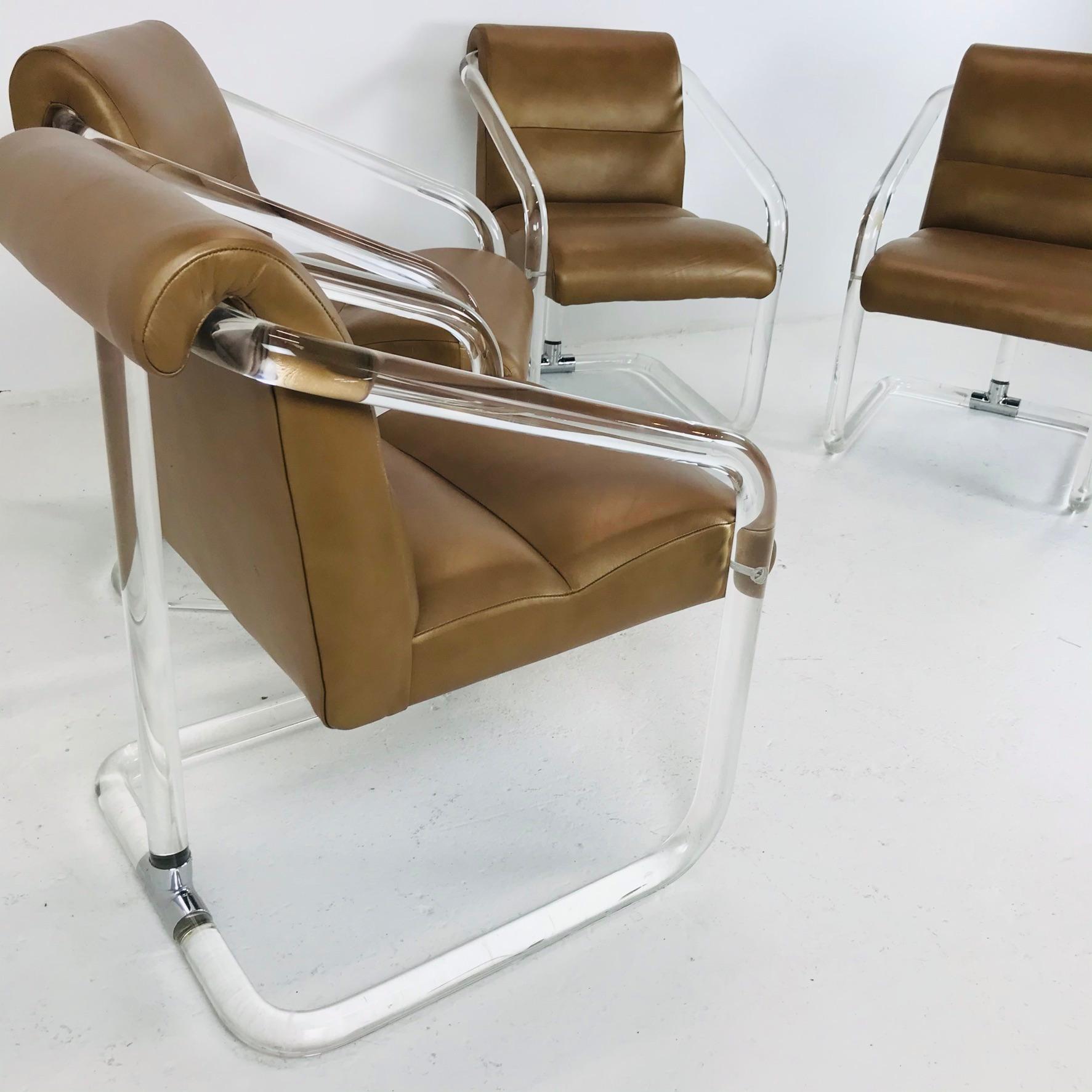Modern Set of 4 Lion in Frost Lucite Chairs