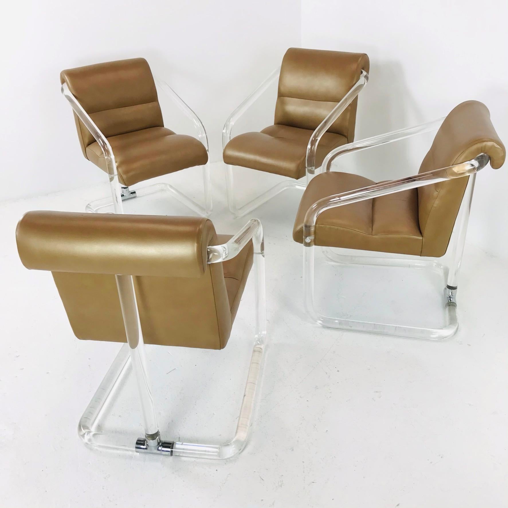 Late 20th Century Set of 4 Lion in Frost Lucite Chairs