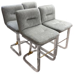 Set of 4 Lion in Frost Lucite Counter Height Swivel Stools
