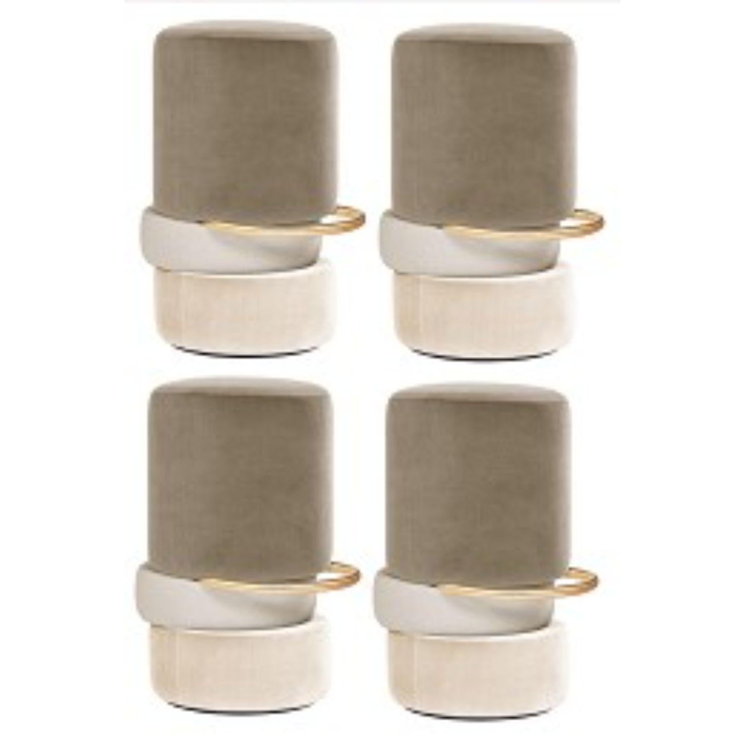 Set of 4 lipstick bar stools by Royal Stranger
Dimensions: 83 x 62 x 46 cm
Materials: A matte body and a matte pattern over a glossy surface, elevated by a brass presence.

With a playful and geometrical form, the lipstick bar stool will make