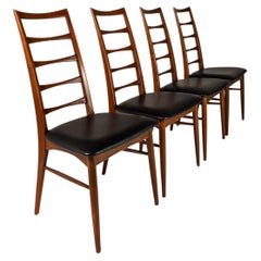 Set of 4 "Lis" Ladderback Chairs in Walnut by Niels Koefoed, Denmark, c. 1960's