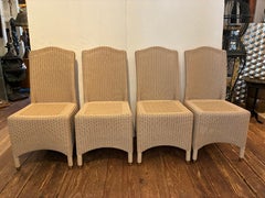 Set of 4 Lloyd Loom Woven Dining Chairs with Custom Kramer cushions
