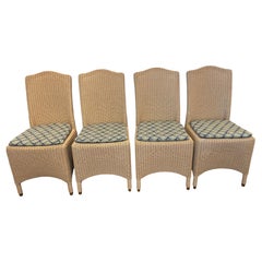 Set of 4 Lloyd Loom Woven Dining Chairs with Custom Kramer cushions