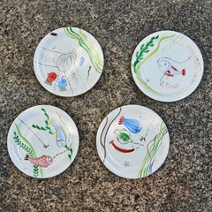 Set of 4 Löja Earthenware Plates by Stig Lindberg