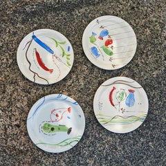 Set of Four Löja Earthenware Plates by Stig Lindberg, 1950s