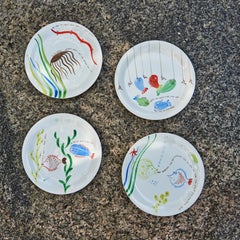 Set of 4 Löja Earthenware Plates by Stig Lindberg
