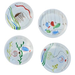 Set of 4 Löja Earthenware Plates by Stig Lindberg