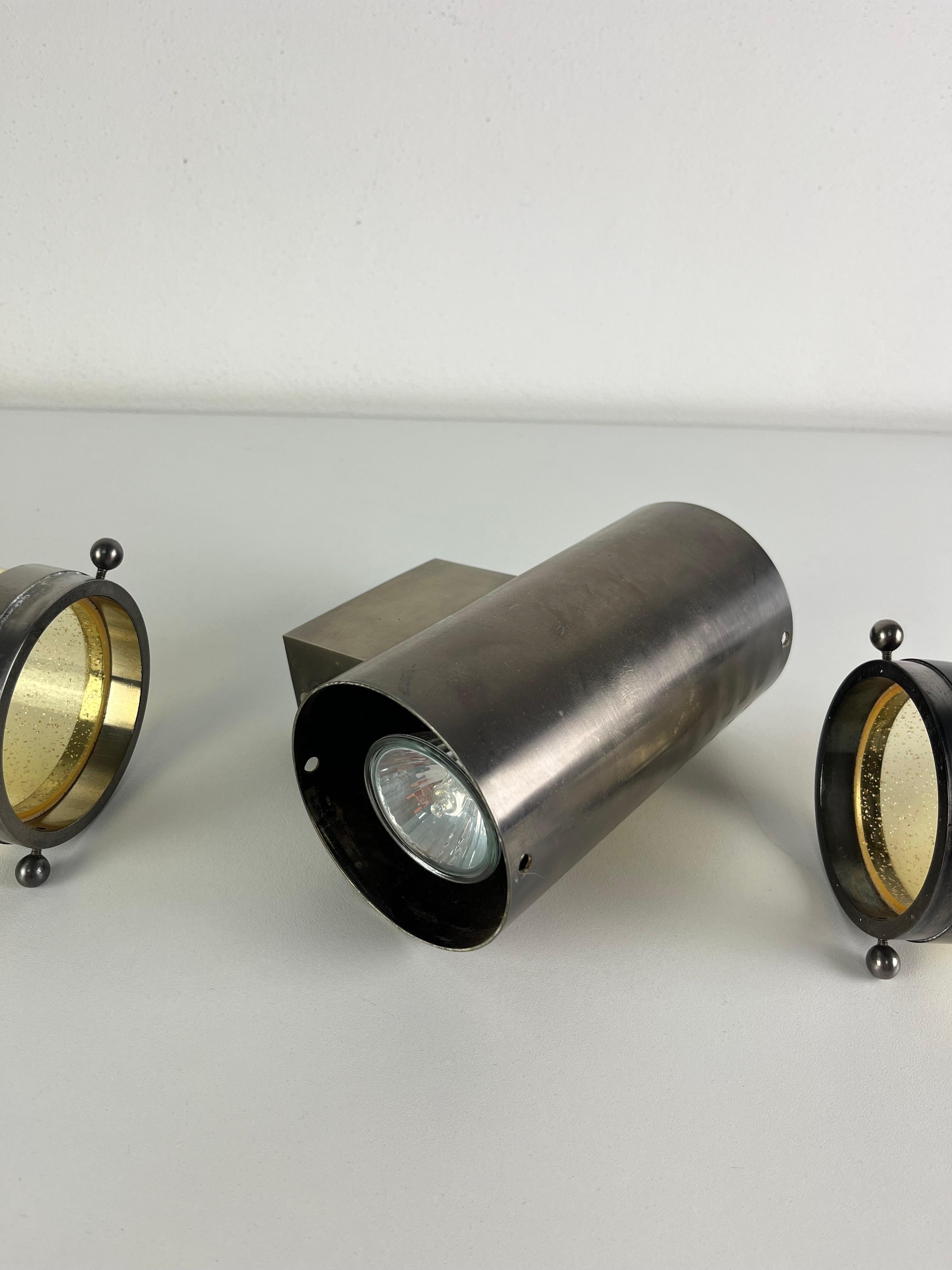 Satz von 4 langen, doppelflammigen Wandleuchten aus Muranoglas und Stahl, 1980er Jahre im Angebot 10