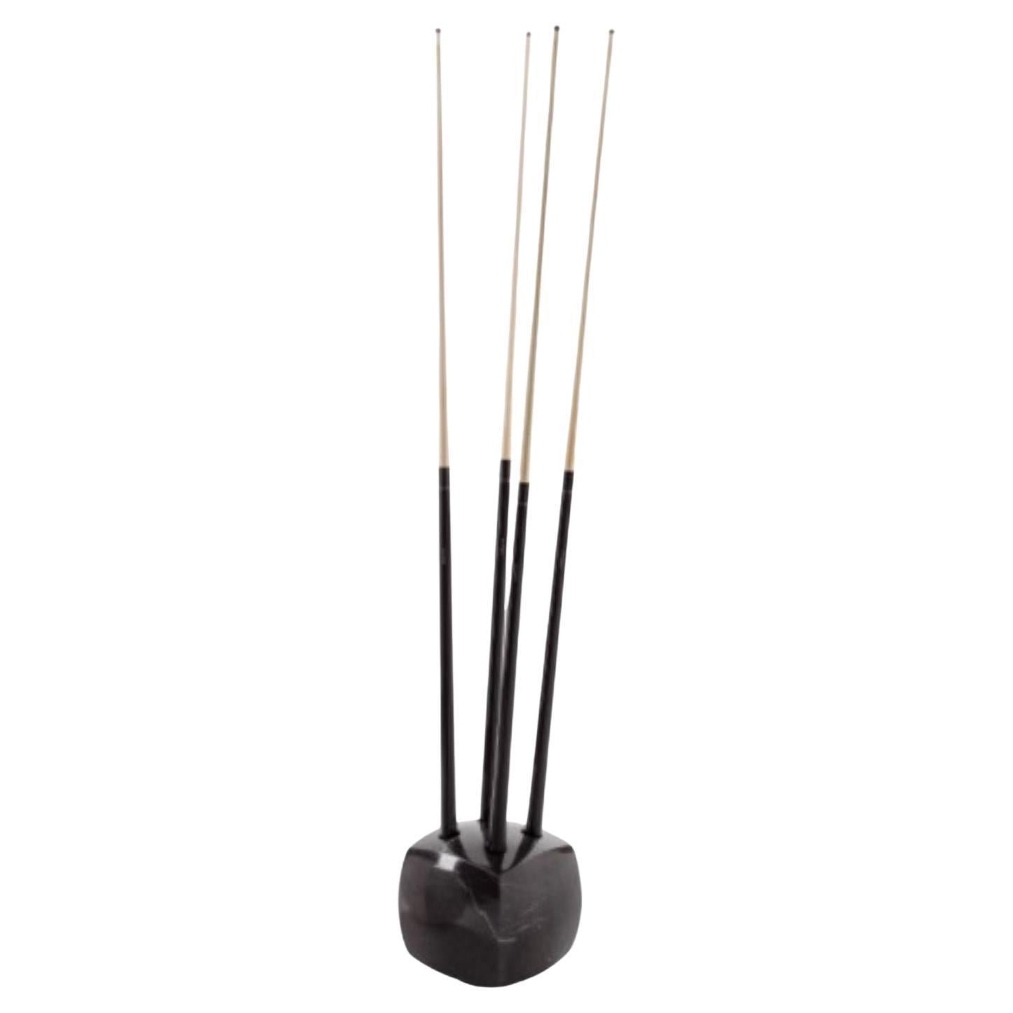 Set of 4 Longoni Cue Sticks and Tocco Cue Rack by Impatia