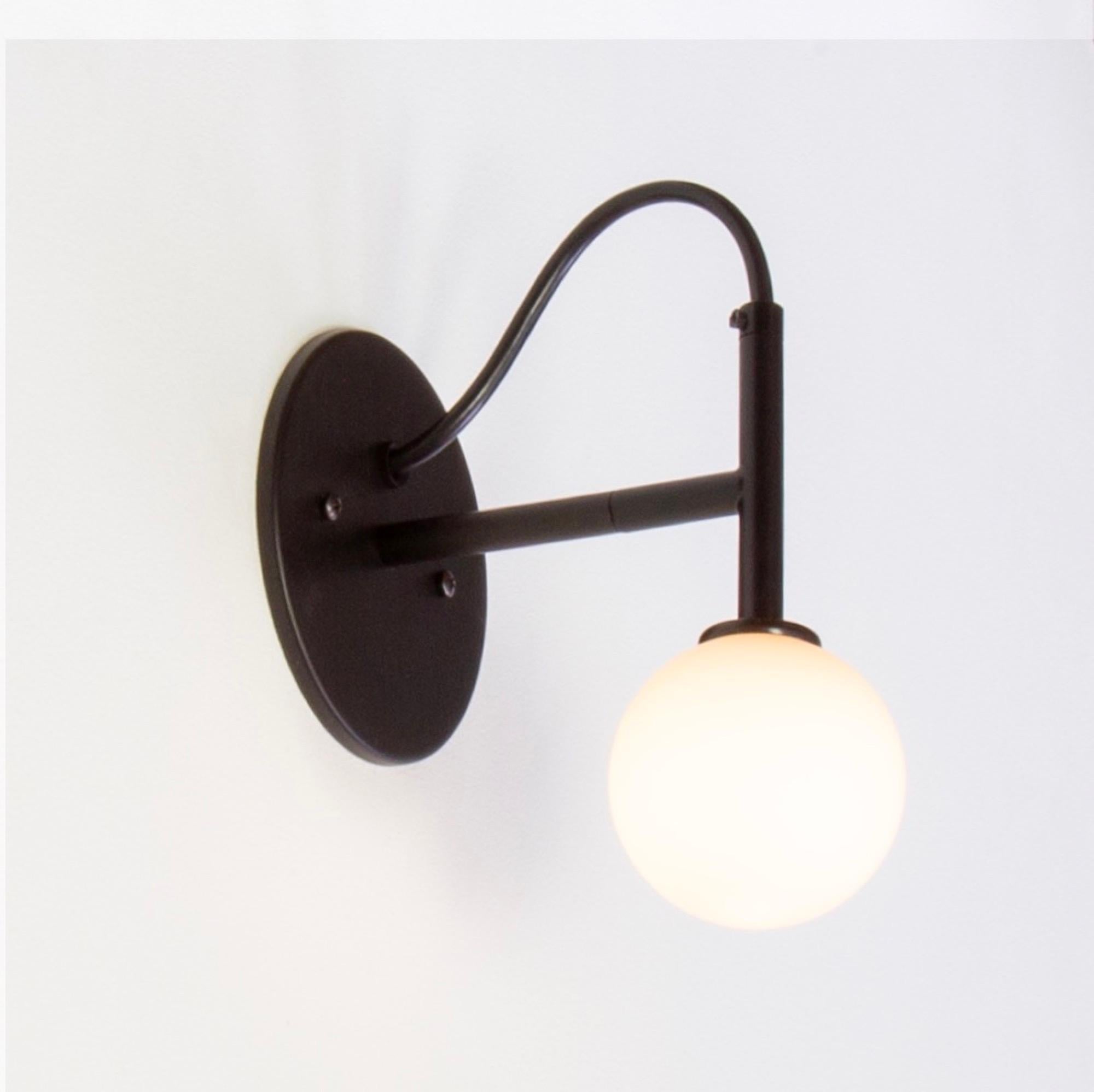 Machine-Made Set of 4 Loop Wall Sconces by Research.Lighting, Black, Glass, Made to Order For Sale