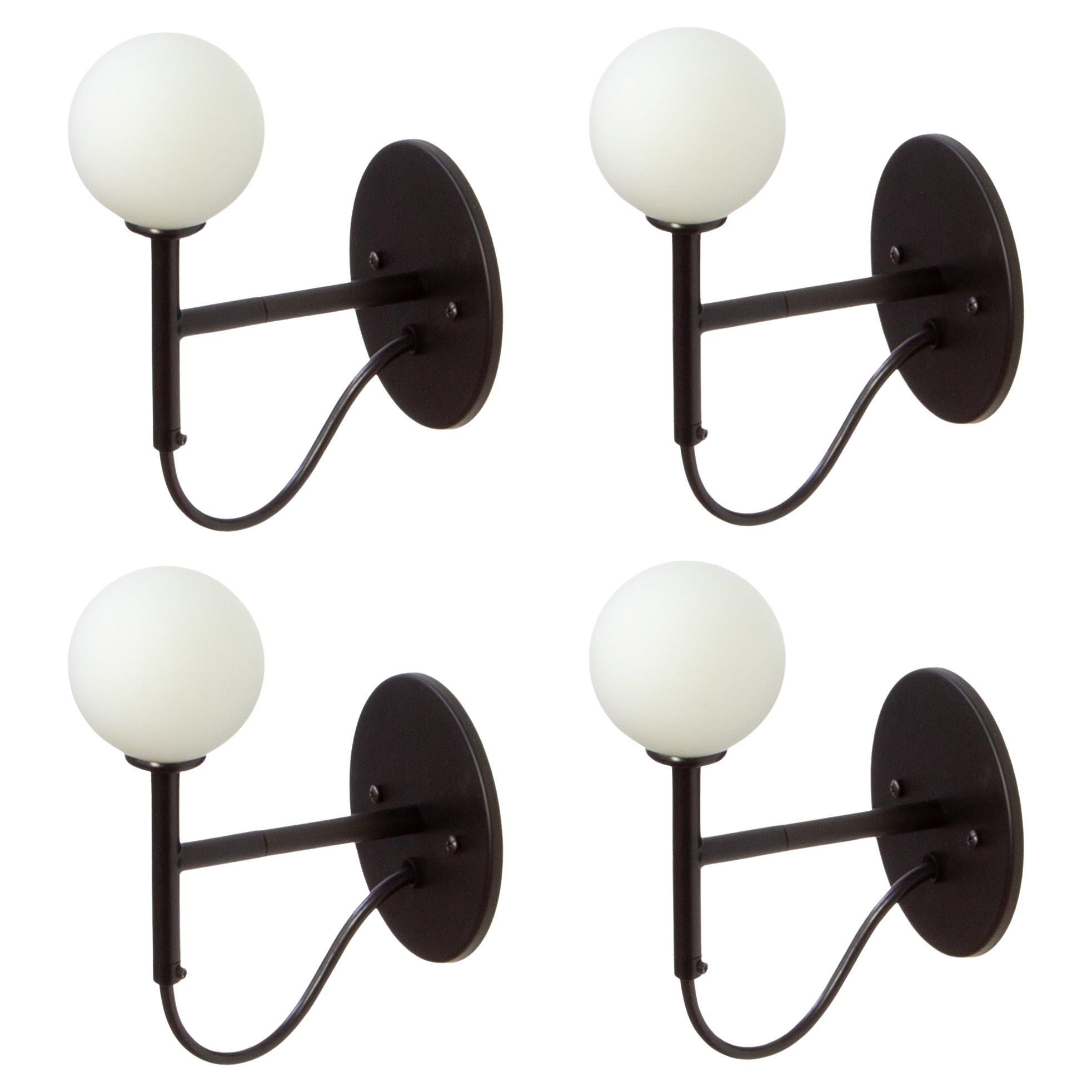 Set of 4 Loop Wall Sconces by Research.Lighting, Black, Glass, Made to Order