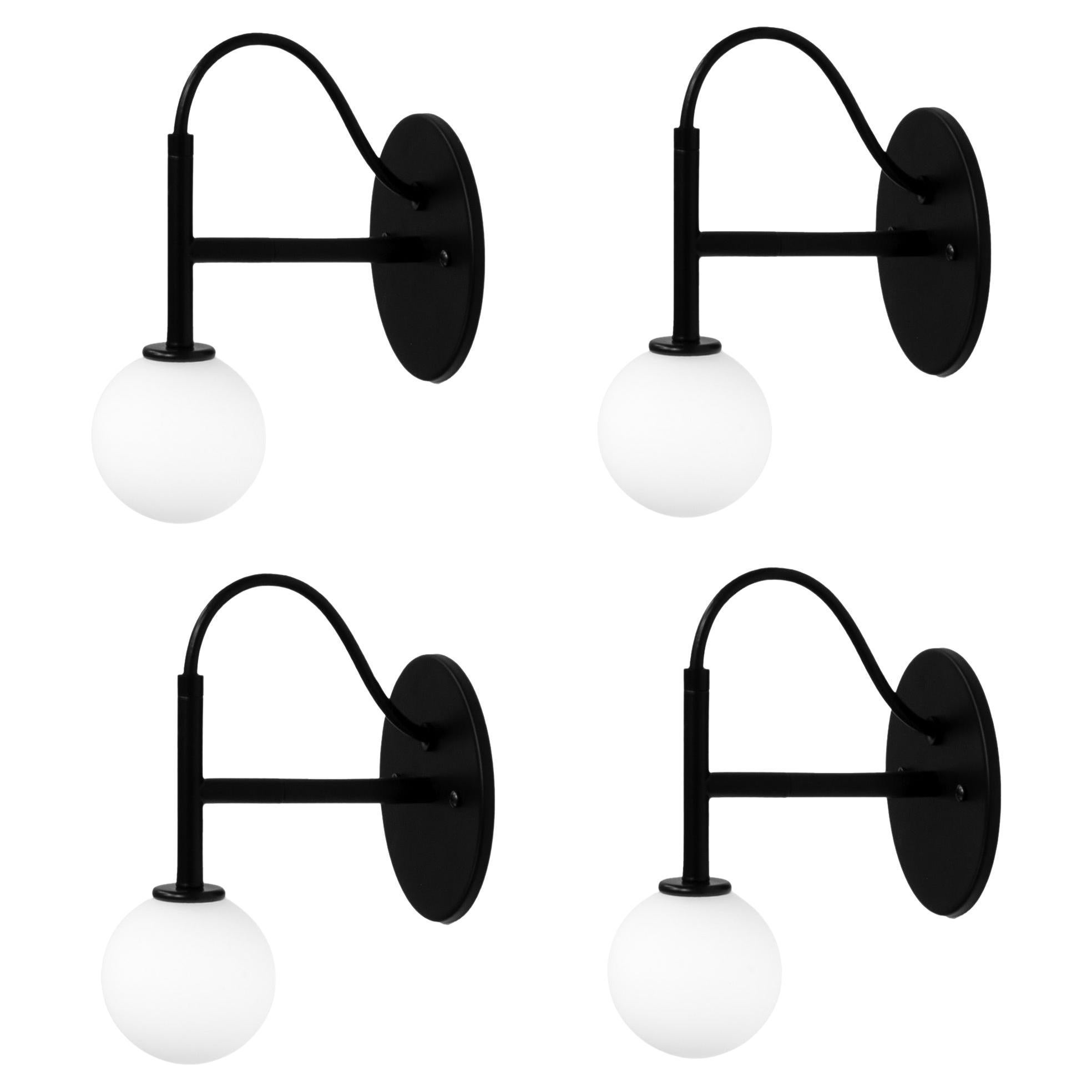 Set of 4 Loop Wall Sconces by Research.Lighting, Black, Glass, Made to Order For Sale