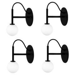 Set of 4 Loop Wall Sconces by Research.Lighting, Black, Glass, Made to Order