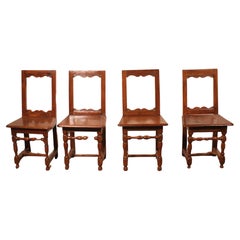 Antique Set Of 4 Lorraine Chairs From The 18th Century In Oak