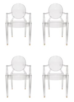 Set of 4 Louis Ghost Chairs By Philippe Starck For Kartell Acrylic Dining Chairs