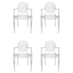 Set of 4 Louis Ghost Chairs By Philippe Starck For Kartell Acrylic Dining Chairs