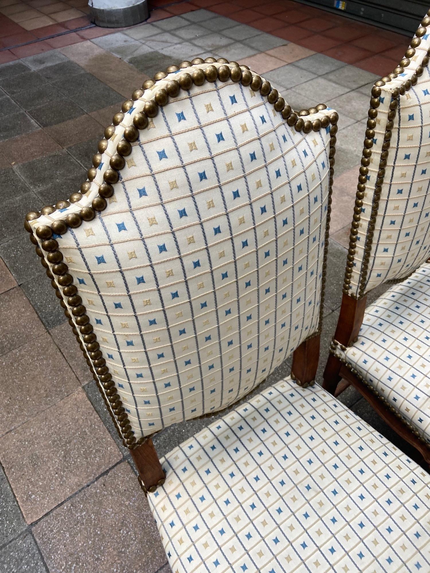 Set of 4 Louis XV Style Chairs, Pierre Frey Fabric, 19th Century 2