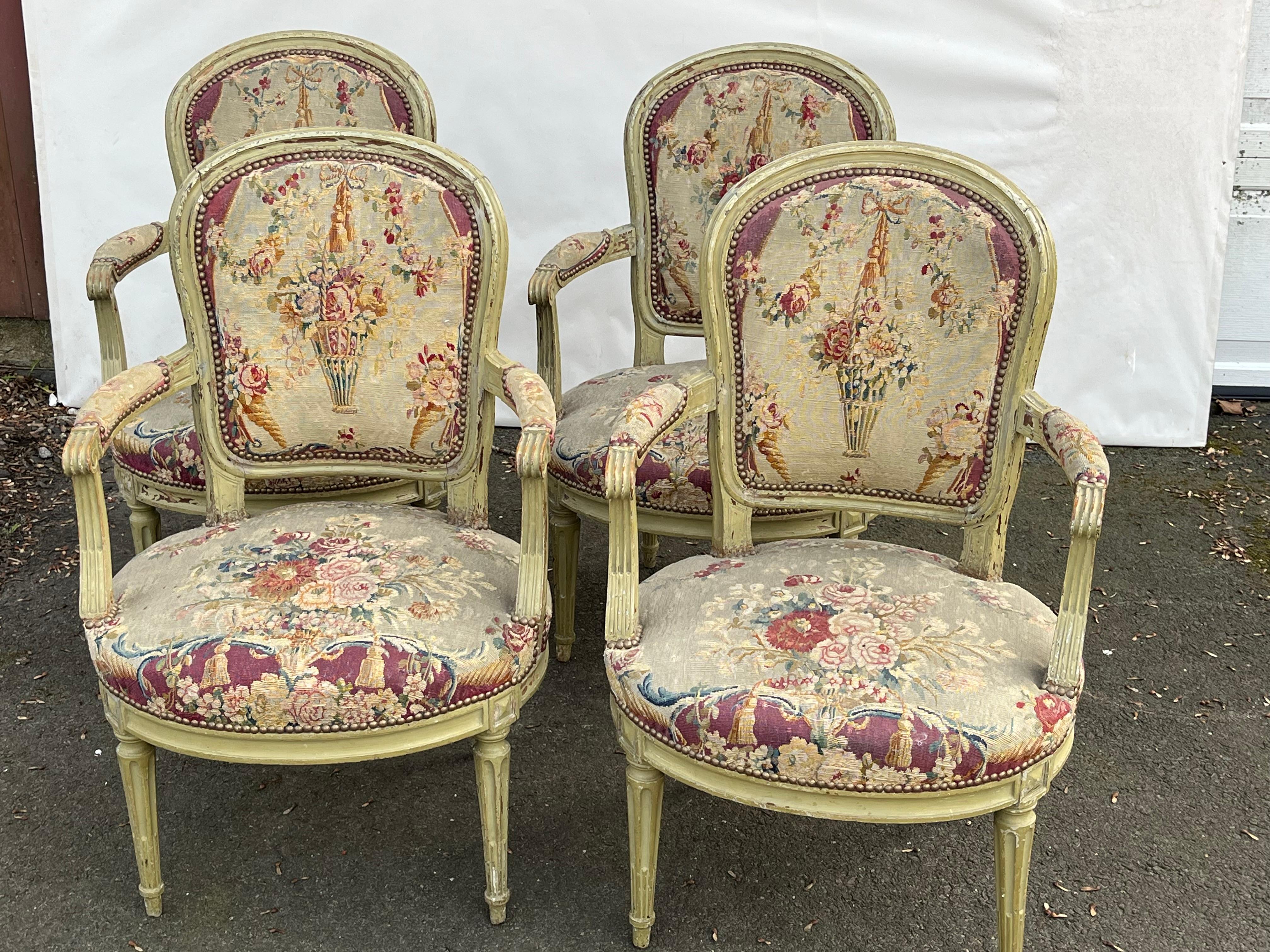 Ensemble de 4 fauteuils d'époque Louis XVI estampillés F. Lapierre à Lyon en vente 4
