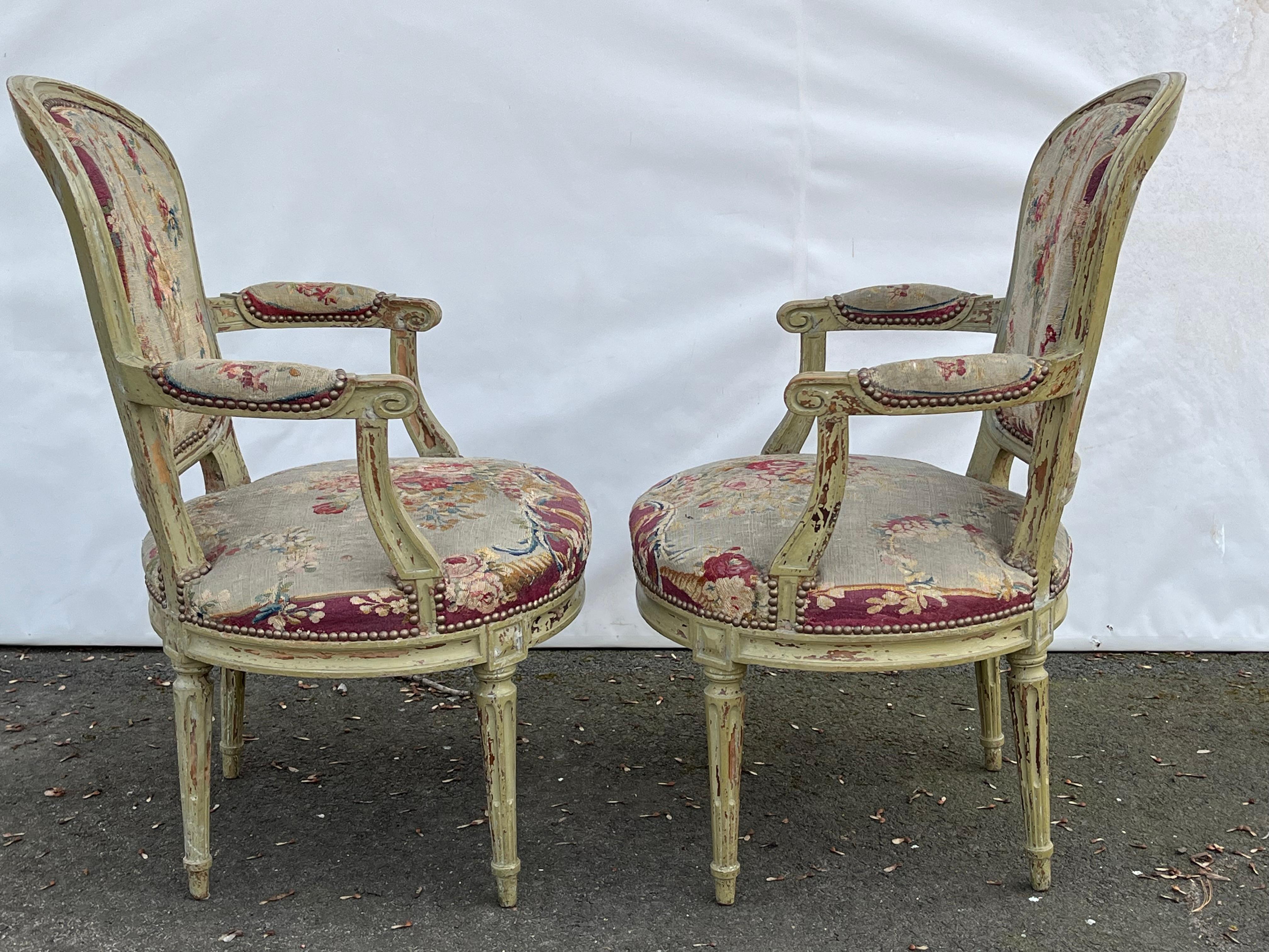 Ensemble de 4 fauteuils d'époque Louis XVI estampillés F. Lapierre à Lyon en vente 1
