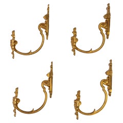Juego de 4 ganchos de cortina estilo Luis XVI en bronce dorado, Francia, Finales S. XIX