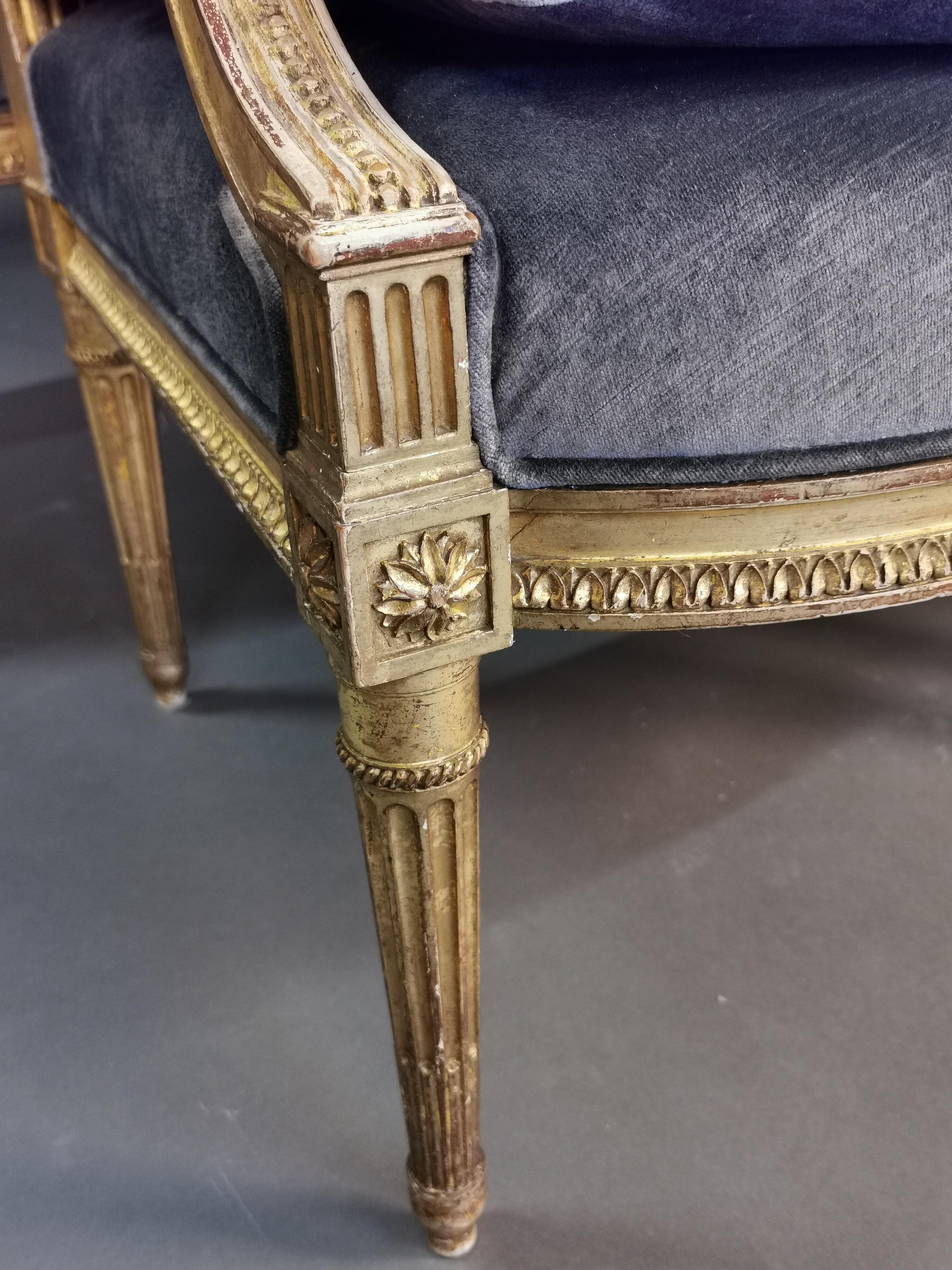 Set of 4 Louis XVI Style Gilded Armchairs, France, 19th Century 12
